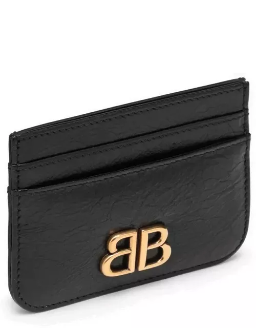 Monaco black leather card holder with logo