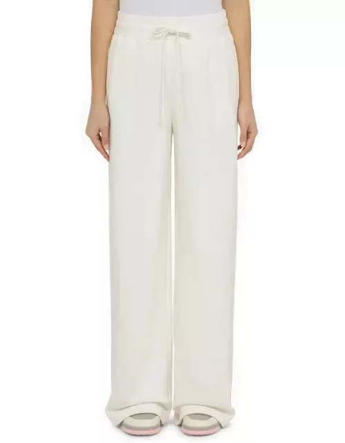 White cotton trousers with logo