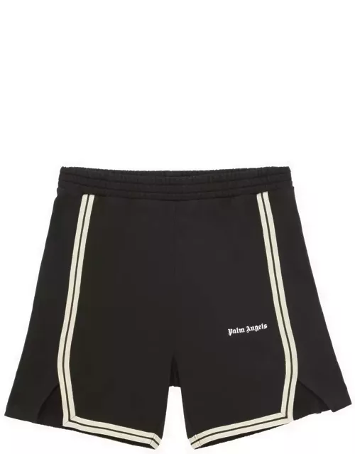 Black and white cotton shorts with logo