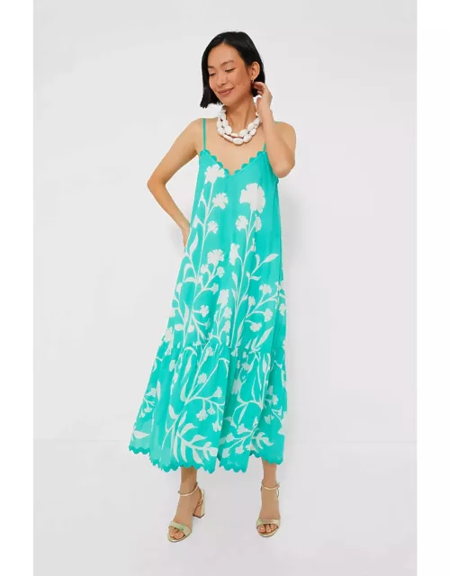 Jade V-Neck Midi Dress in Majorelle Print