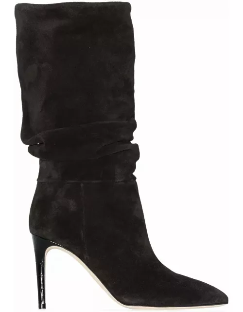 Paris Texas Black Slouchy Pointed Boots With Stiletto Heel In Suede Woman