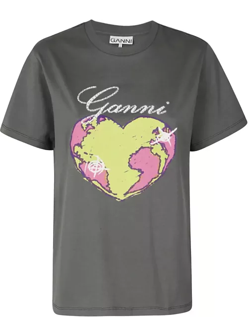 Ganni Basic Jersey Heart Relaxed T-shirt
