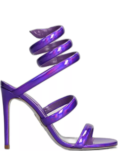 René Caovilla Cleo Sandals In Viola Patent Leather