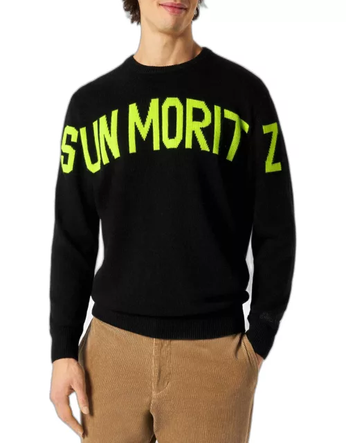 MC2 Saint Barth Man Black Sweater With Lettering