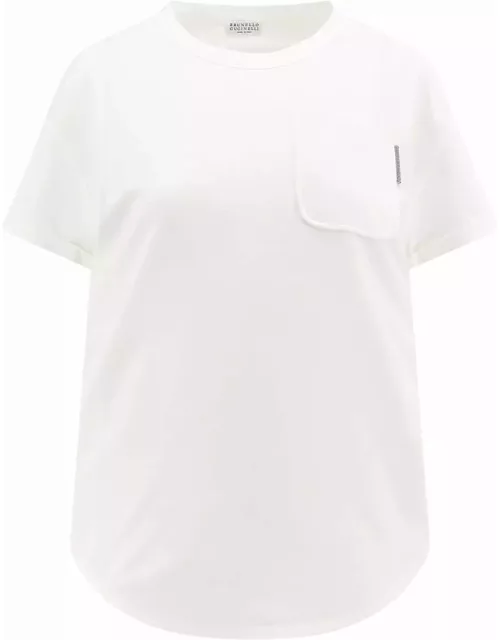 Brunello Cucinelli Cotton T-shirt With Iconic Jewel Application