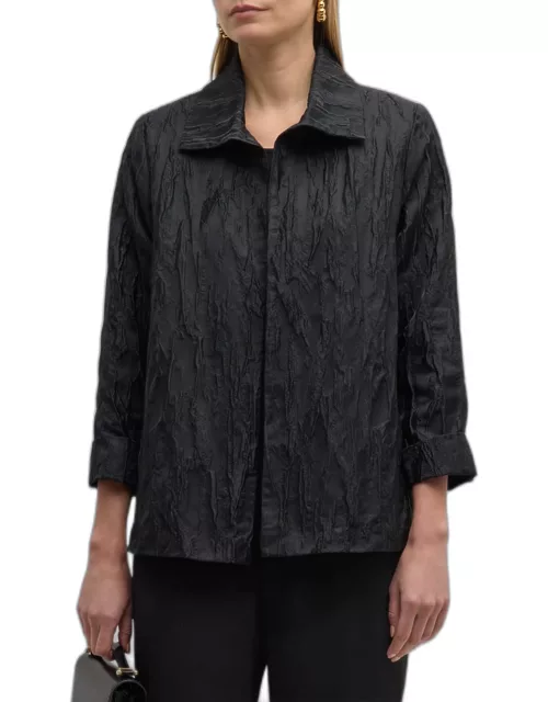 Open-Front Textured Jacquard Jacket