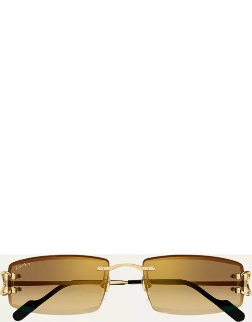 Men's CT0465S Rimless Metal Rectangle Sunglasse