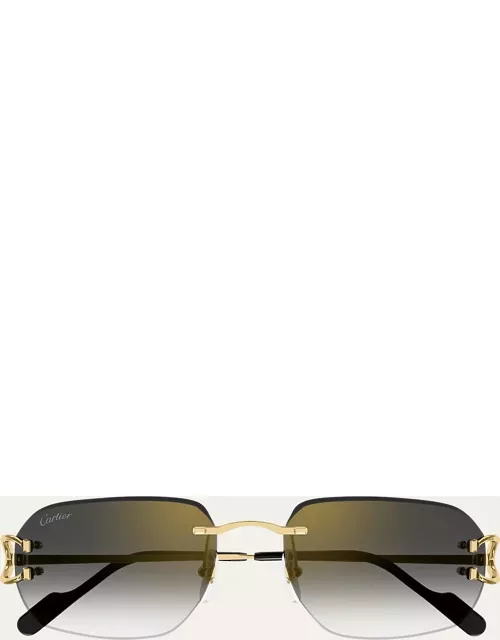 Men's CT0468SM Rimless Metal Rectangle Sunglasse
