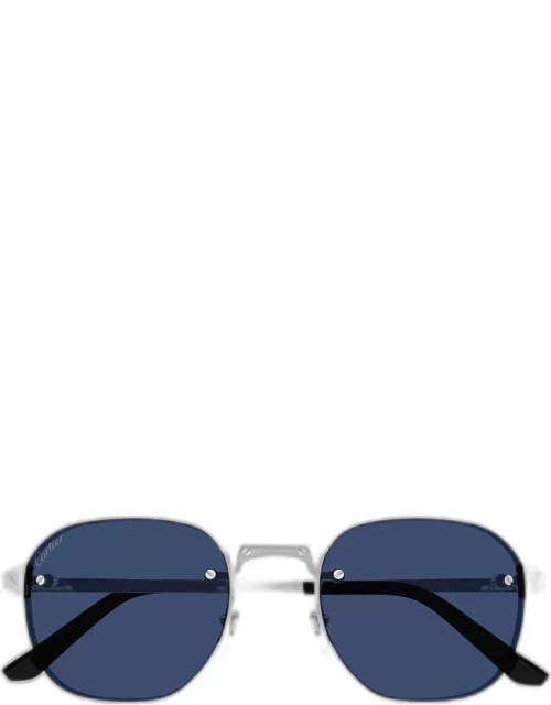 Men's CT0459SM Rimless Metal Round Sunglasse