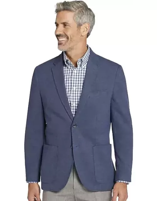 Joseph Abboud Men's Modern Fit Pique Knit Soft Jacket Blue