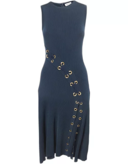 Alexander McQueen Navy Blue Knit Sleeveless Slip Dress
