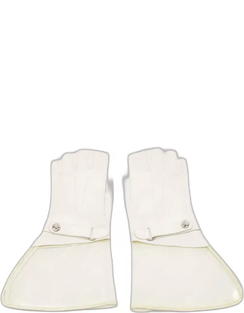 Chanel White Leather and PVC Fingerless Glove