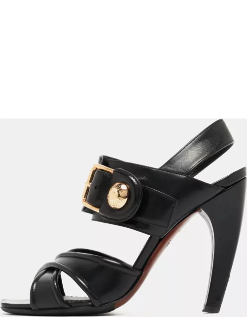 Louis Vuitton Black Leather Ankle Strap Sandal