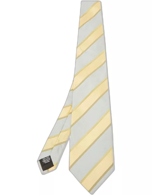 Boss By Hugo Boss Yellow/Blue Diagonal Stripe Textured Silk Tie