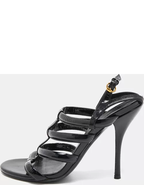 Gucci Black Patent Caged Sandal