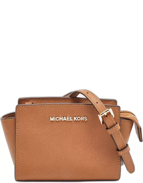 Michael Kors Brown Leather Mini Selma Crossbody Bag