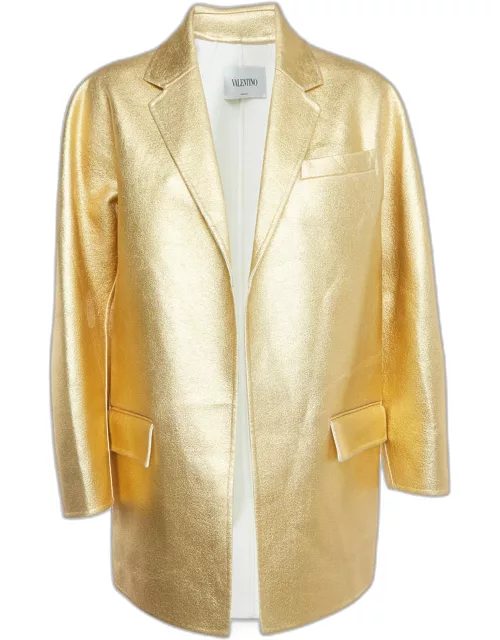 Valentino Gold Wool Blend Open Front Coat