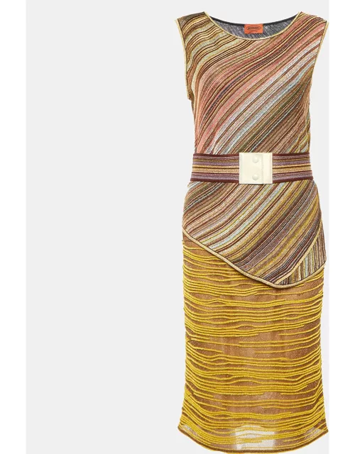 Missoni Multicolor Striped Lurex Knit Belted Top & Skirt Set