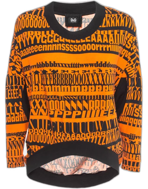 Dolce & Gabbana Black/Orange Printed Knit Top