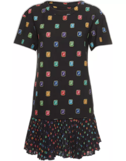 Boutique Moschino Black Jewel Printed Jersey Mini Dress
