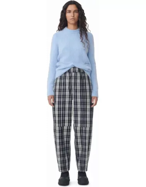 GANNI Checkered Cotton Elasticated Curve Trousers in Black
