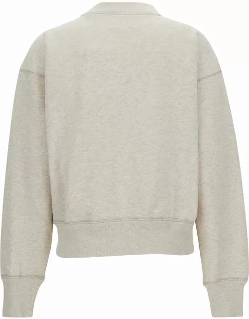 Marant Étoile Beige High Neck Sweatshirt With Contrasting Logo Print In Cotton Blend Woman