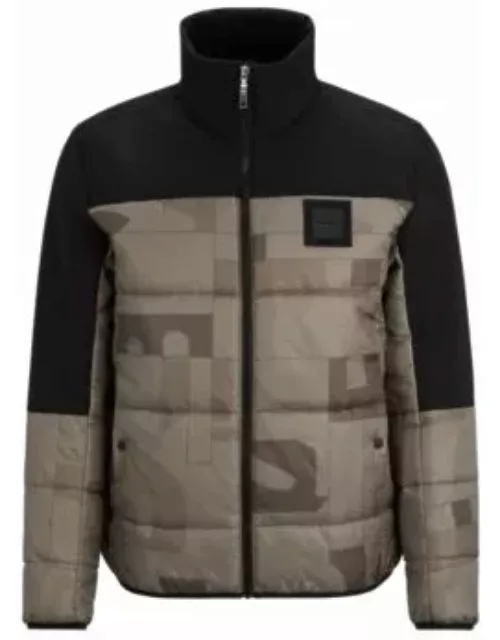 Regular-fit water-repellent padded jacket in mixed materials- Light Green Men's Casual Jacket