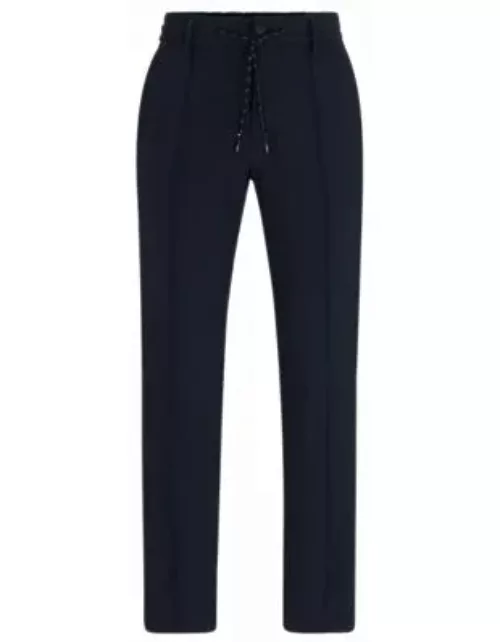 Slim-fit trousers in bi-stretch fabric- Dark Blue Men's Clothing