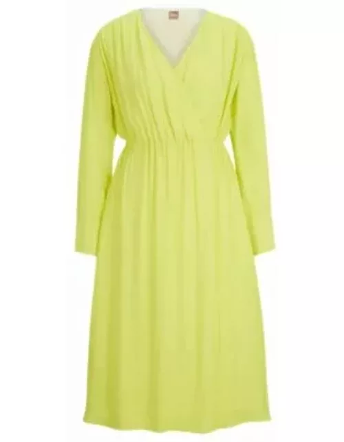 Regular-fit dress with wrap front and button cuffs- Yellow Women's Business Dresse