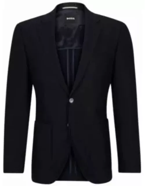 Regular-fit jacket in micro-patterned virgin wool- Dark Blue Men's Sport Coat