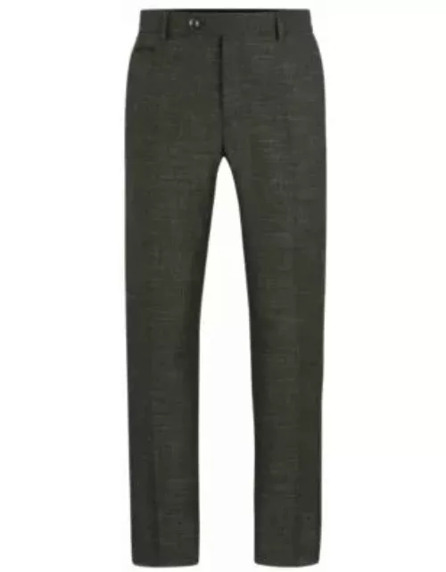 Slim-fit trousers in a patterned wool blend- Dark Green Men's Suit Separate
