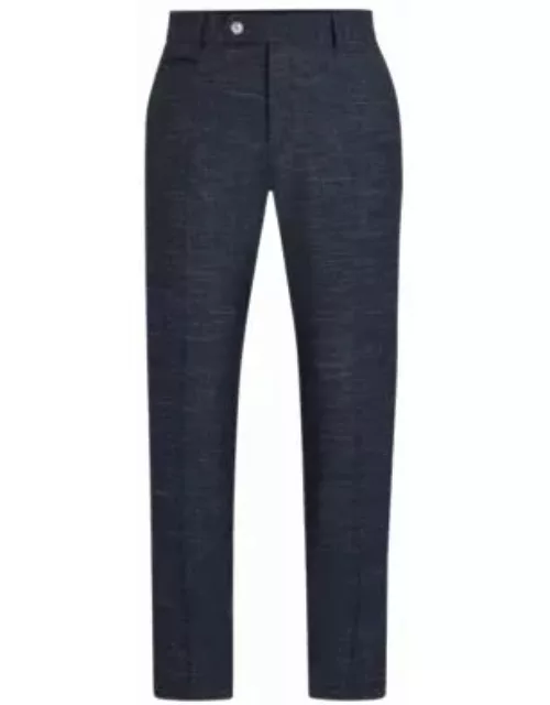 Slim-fit trousers in a patterned wool blend- Dark Blue Men's Suit Separate