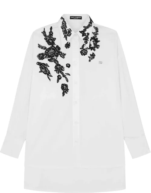 Dolce & Gabbana Lace-appliquéd Cotton Shirt - White - 46 (UK14 / L)