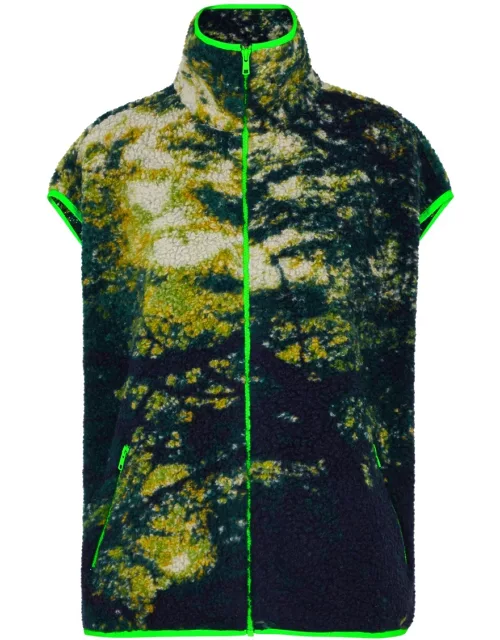 Conner Ives Printed Fleece Gilet - Green - S (UK8-10 / S)