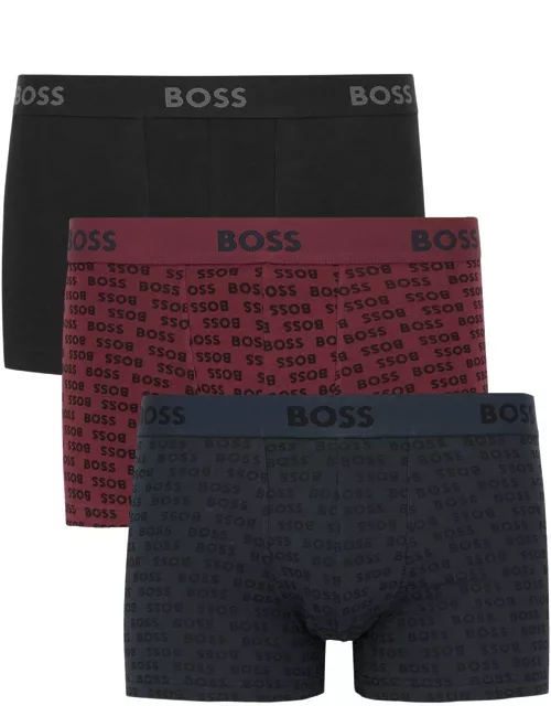 Boss Stretch-cotton Trunks - set of Three - Black