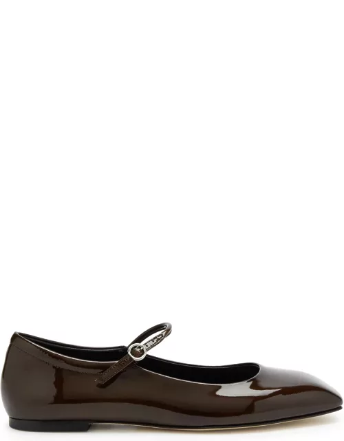 Aeyde Uma Patent Leather Mary Jane Flats - Brown - 38 (IT38/ UK5)