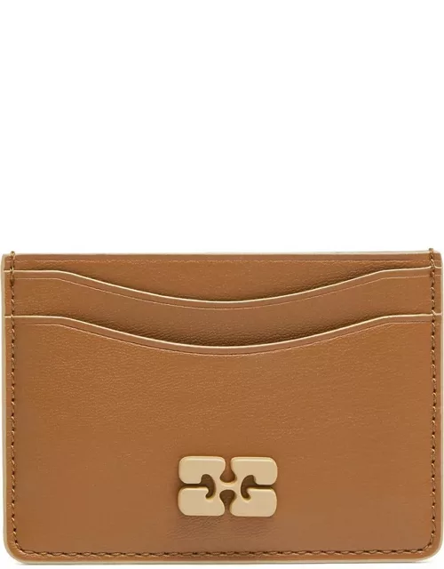Ganni Bou Logo Leather Card Holder - Carame