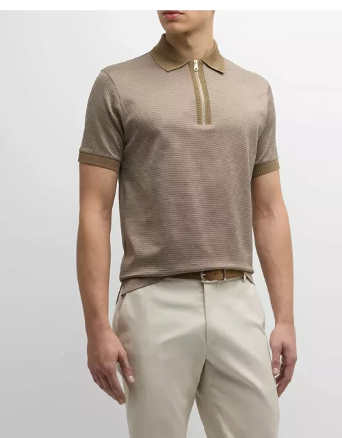 Men's Birdseye Cotton Quarter-Zip Polo Shirt