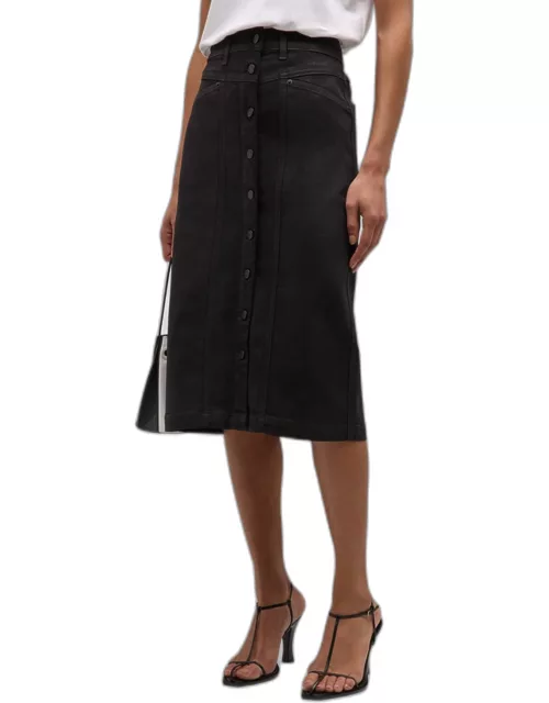 Broadway Coated Button-Front Skirt