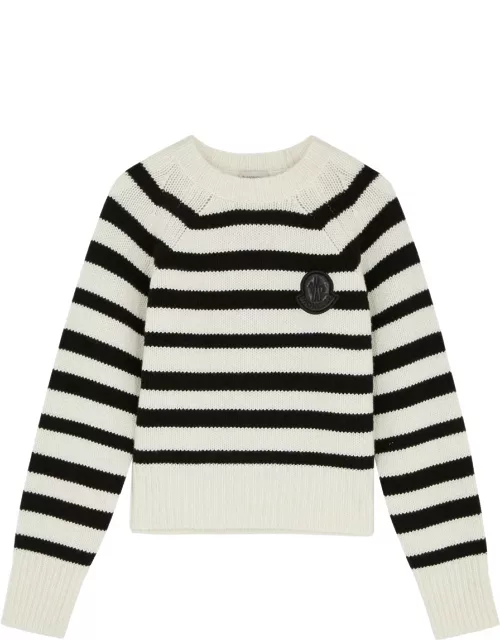 Moncler Logo Stripe-intarsia Wool Jumper - White - XS (UK 8 / XS)