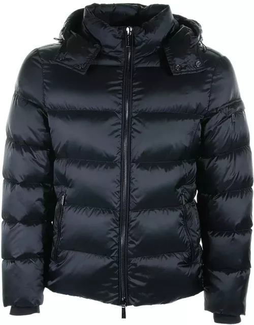 Moorer Blue Quilted Down Jacket With Zip