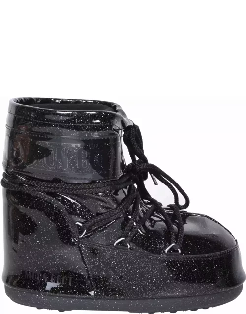 Moon Boot Icon Low Glietter Black Ankle Boot