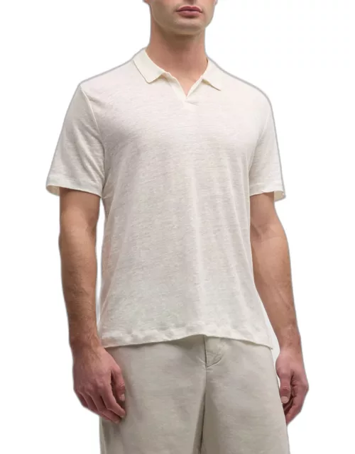 Men's Shaun Linen Johnny Collar Polo Shirt