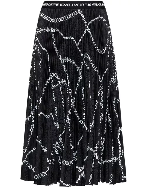 Versace Jeans Couture Chain-link Pleated Midi Skirt
