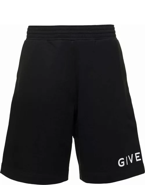 Givenchy Black Boxy Shorts With Logo On The Leg In Cotton Man