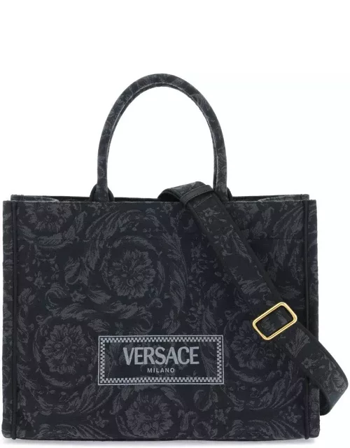 Versace Athena Logo Embroidered Tote Bag