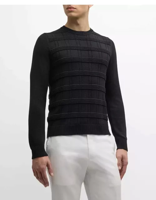 Men's Cotton-Silk Knit Crewneck Sweater