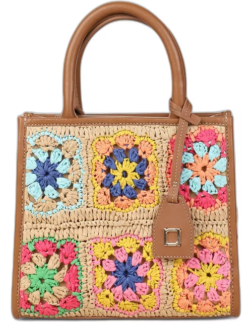 Ayesha Floral Crochet Raffia Tote Bag