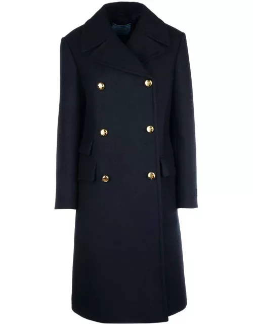 Prada Logo Patch Double-breasted Coat
