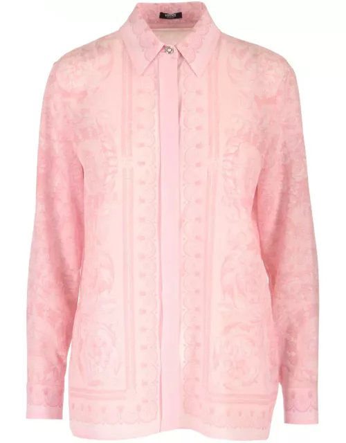 Versace Pink Silk Twill Shirt